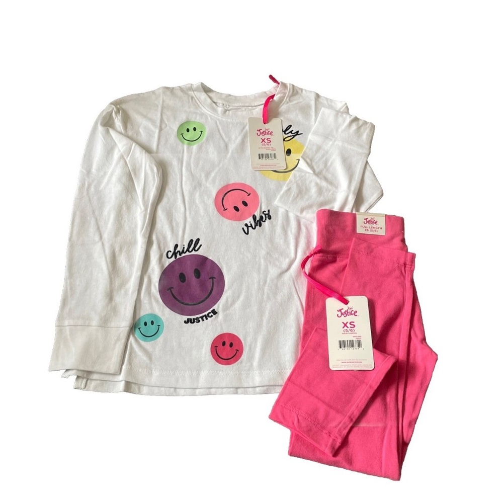 Justice XS  5/6 T-shirt And Pink Legging 100% Cotton 2 piece  🔥🔥🔥